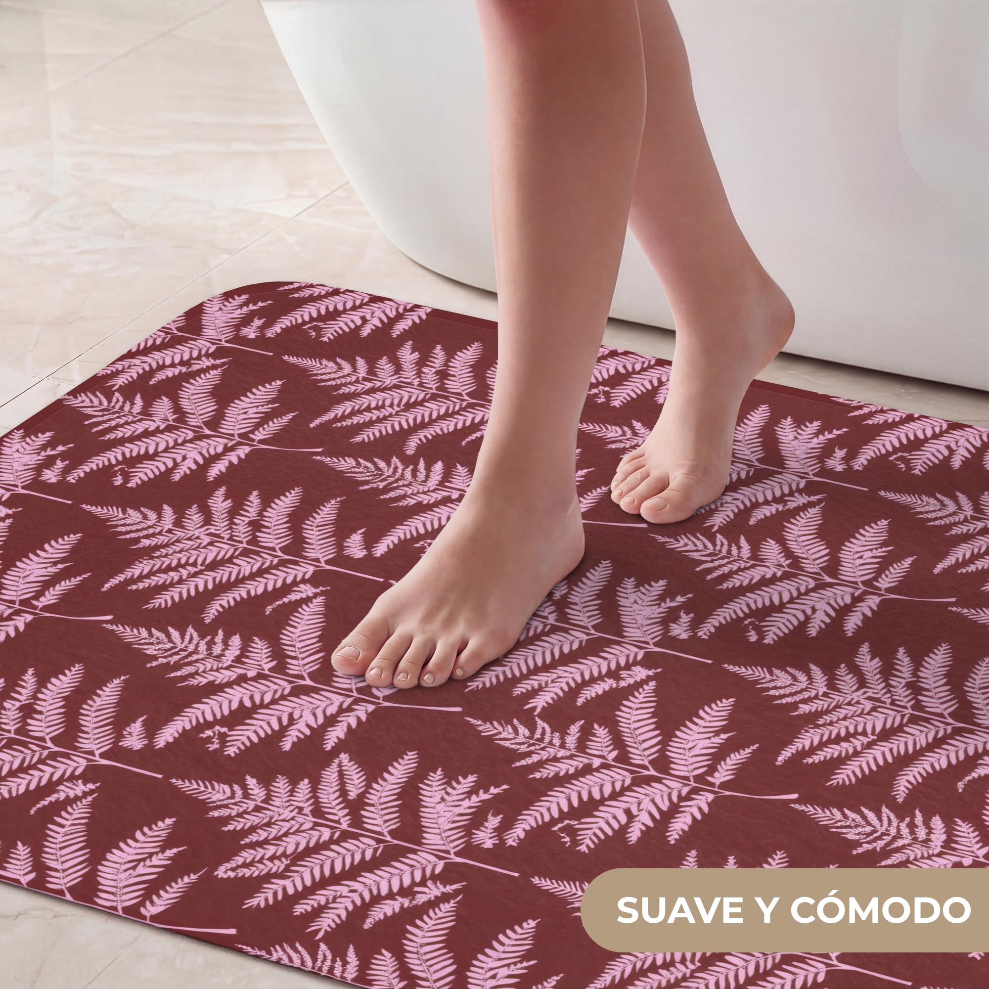 Alfombra Baño Rectangular 60x90 cm Decoracion Bathroom Mat Non Slip Shower Lavable Antideslizante Alfombrilla Tapete Banheiro Hoja - Patrón - Morado