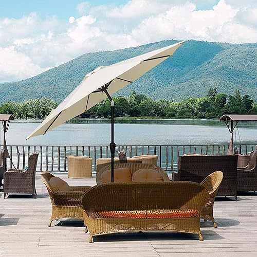 Miniatura 6 de Simple Deluxe Sombrilla de patio de 9 pies con botón de inclinaciónmanivela