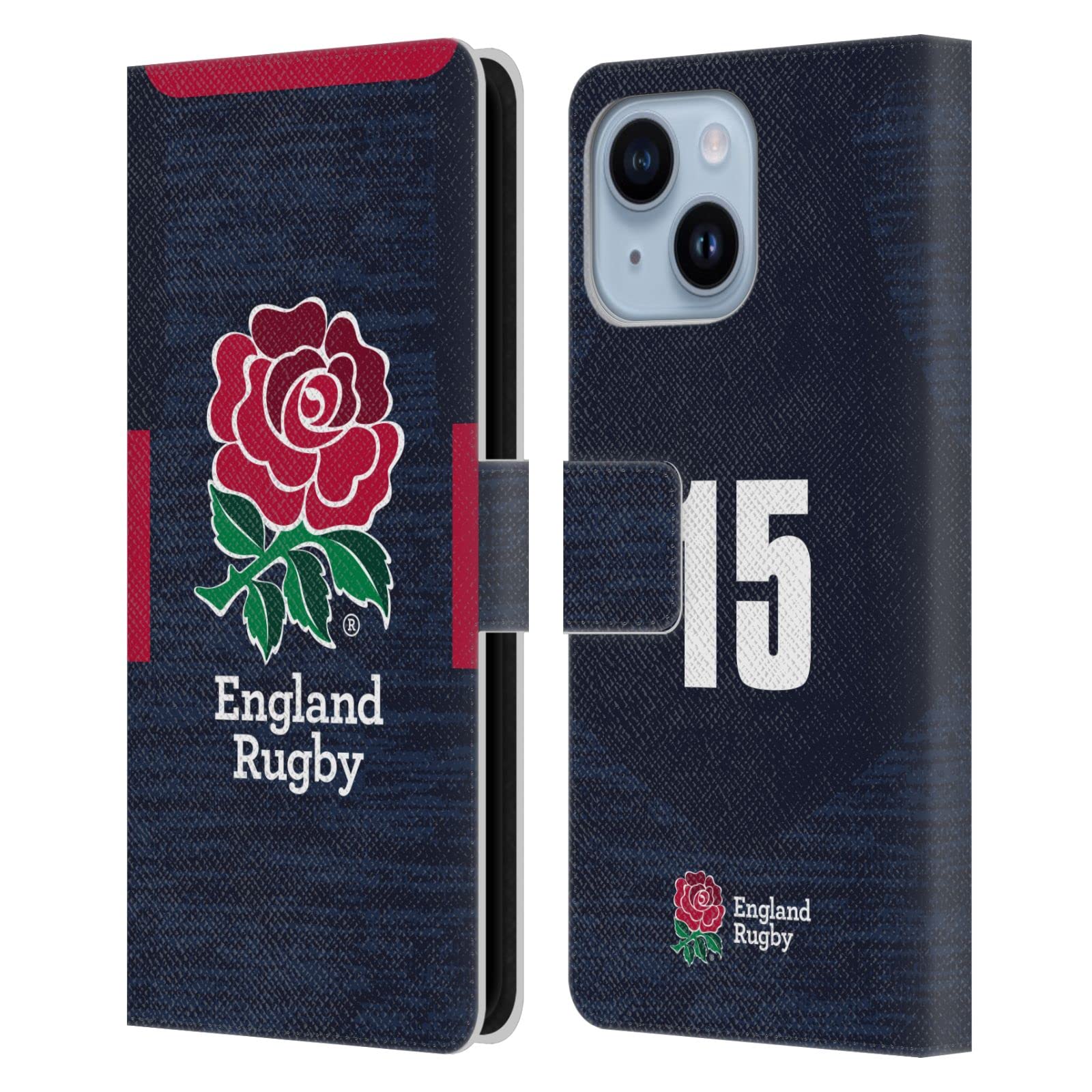 Housse iPhone 14 Plus England Rugby Union Protection Portefeuille Cuir