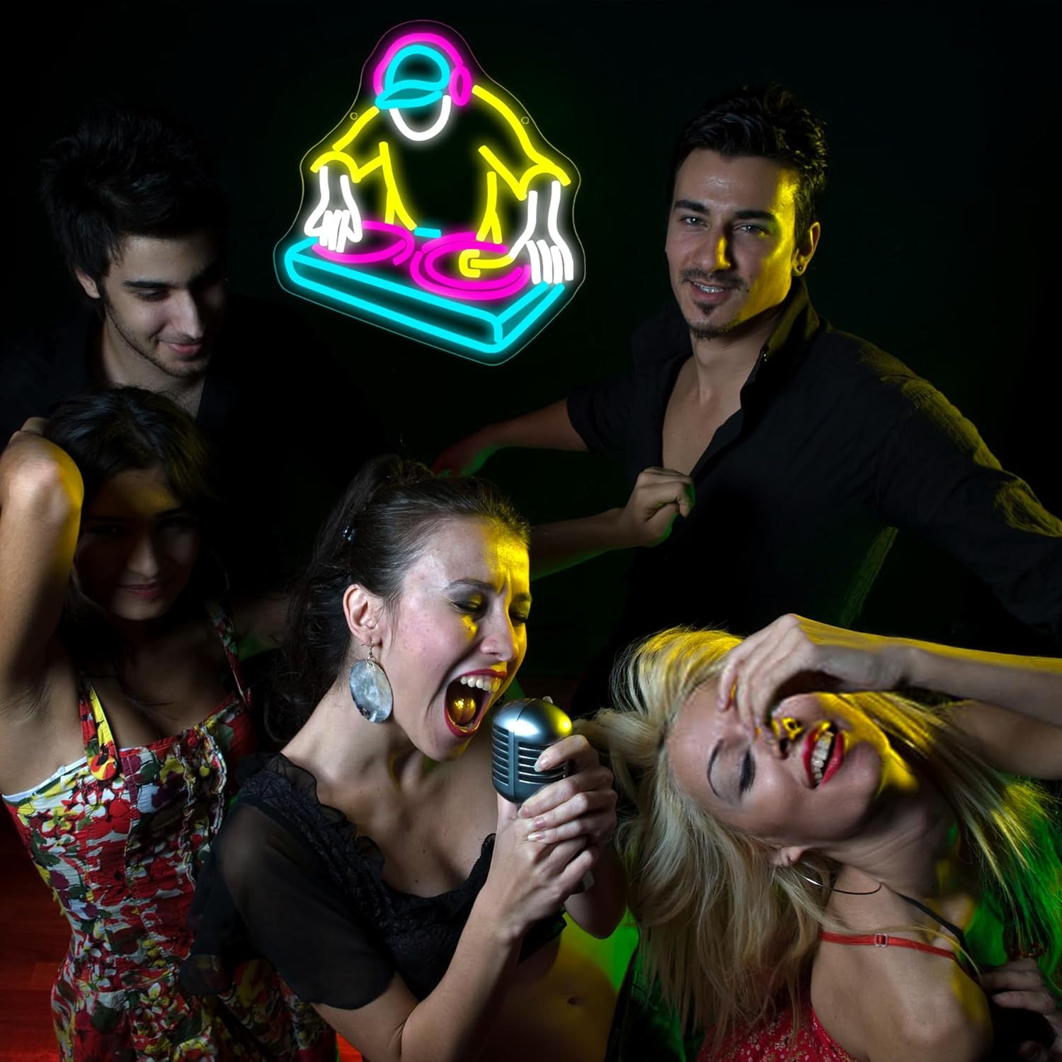 DJ Player Neon Sign for Wall Decor Dimmable Record Player Neon Light for Man Cave LED Music Sign for Music Room Studio Stage Dancing Hall Bar Bedroom Party Birthday gift Art 12.8 * 11.8In (WZCP222) - Image 4