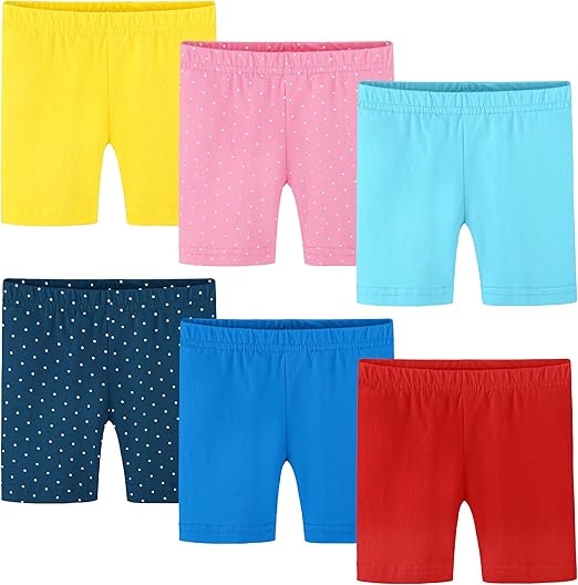 Ruisita 6 Pack Baby Toddler Girls Cotton Bike Shorts Soft Girl Thickened Cartwheel Shorts Solid Safety Dance Short for Kids 