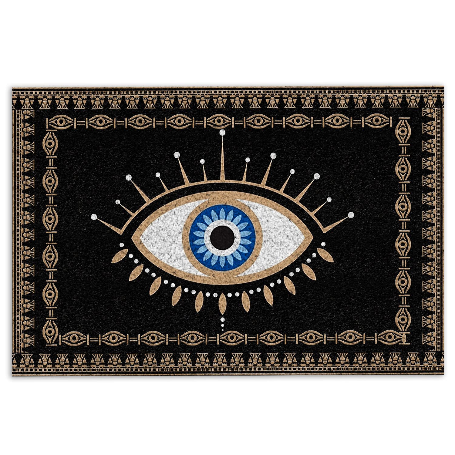 OhaPrints Greek Mati Mataki Evil Turkish Eye Gift Housewarming Welcome Doormat Front Rubber Door Mat Home Porch Decor Outdoor Indoor Entrance Floor