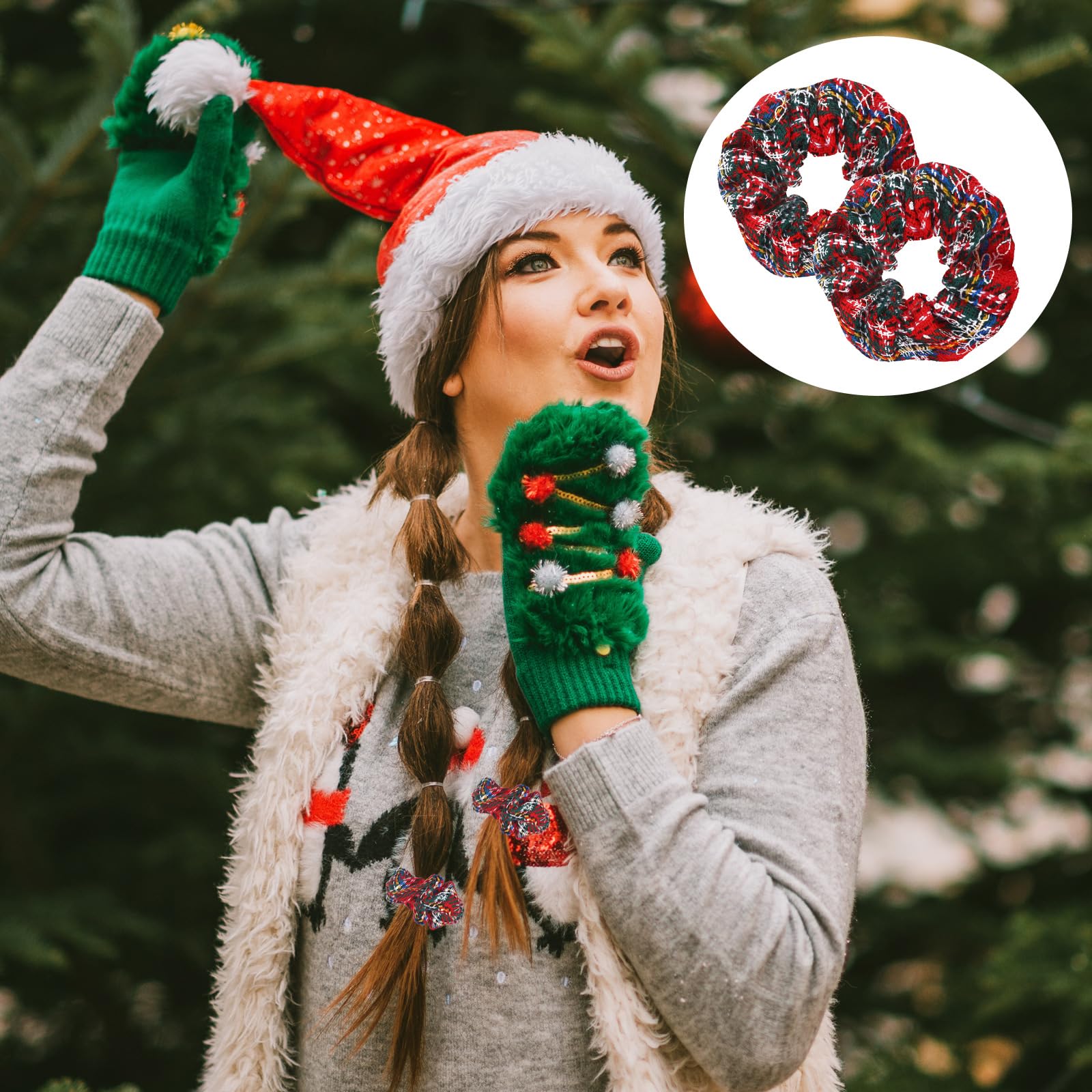 Christmas Hair Scrunchies Set Velvet Elastic Holiday Ponytail Holders Bulk Amazon.com : 9 Pieces Christmas Hair Scrunchies Bulk Elk  main image 3