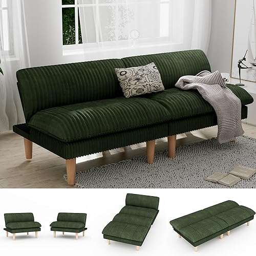 Miniatura 34 de Sofá cama tipo futón de 70 pulgadas, sofá cama multifunción 4 en 1 con respaldo ajustable, futón convertible moderno, sofá biplaza reclinable