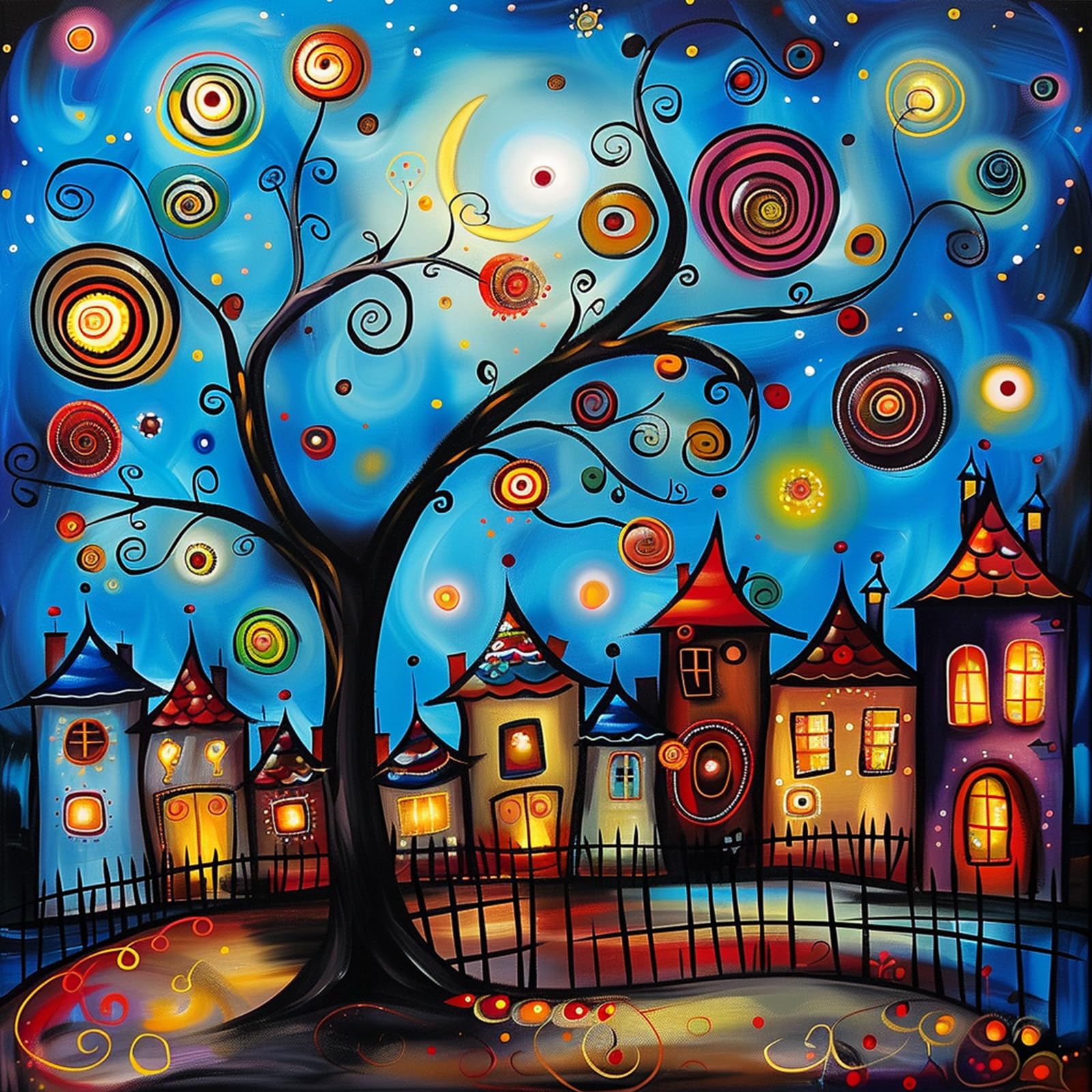 EOBROMD 5D Starry Sky Diamond Painting Kits for Adults, Full Round Drill Cityscape Diamond Art Kits, Crystal Art Kits for Home Wall Decor Gifts 30x30cm โ image 1