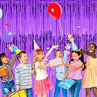 Vista 3 de Cortina de telón de fondo de flecos de papel de aluminio de 3 x 8 pies, cortinas de flecos de papel de oropel metálico, telón de fondo