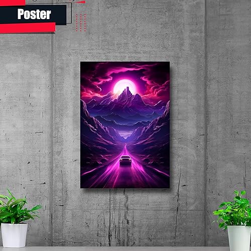 Miniatura 2 de Unique Synthwave Style Retro Art, 80s style art, framed poster print, guest room art, cool living room art, Large Wall Art, poster Prints
