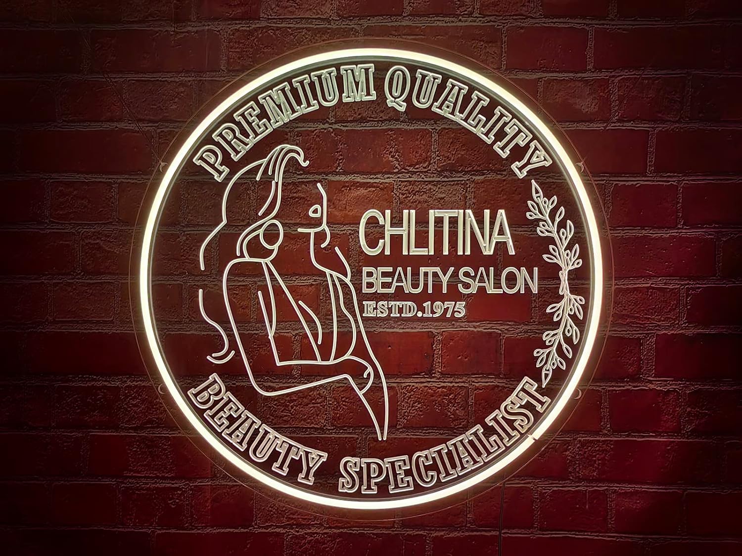 Personalized Beauty Salon Neon Sign, Custom Nails Hairs Spa Beauty Studio Neon Lights, Wall Décor Business Logo LED Sign for Beauty Shop Advertising Art Light, 16” Round