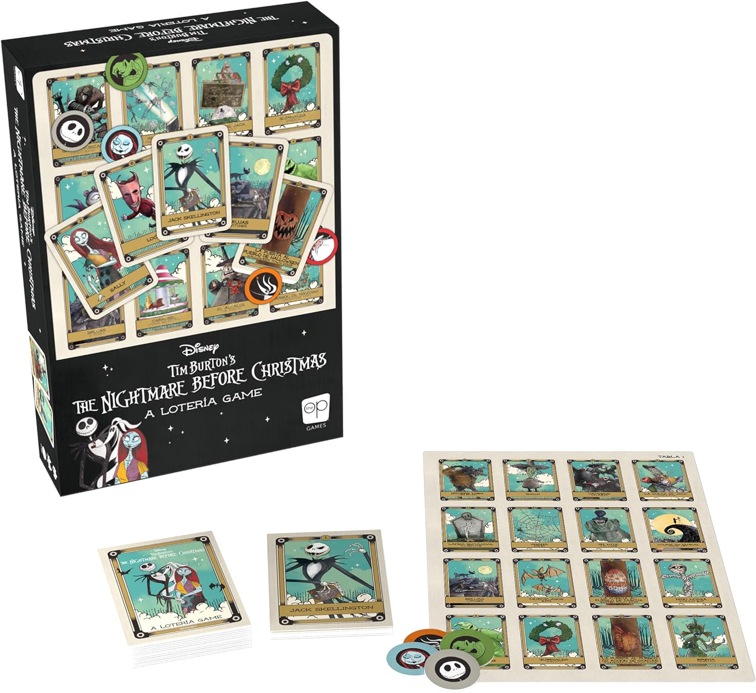 Lotería: Disney Tim Burton’s The Nightmare Before Christmas | Traditional Loteria Game | Bingo Style, Featuring Custom Artwork & Illustrations | Inspired by Spanish Words & Mexican Culture