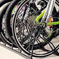 Vista 7 de CyclingDeal Soporte de bicicleta para estacionamiento de piso para hasta 6 bicicletas Estante de almacenamiento para interiores, hogar y garaje