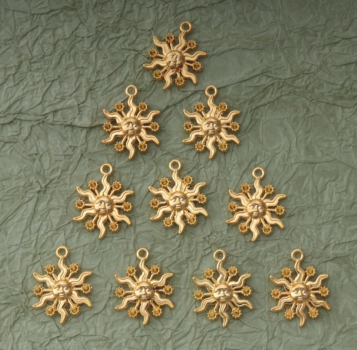 30 Pcs Sun Charm with Face Metal Cute 2.3 x 1.8 Large Vintage Celestial Pendants for DIY Jewelry Making Necklace Bracelet Earring Keychain Christmas Tree Decoration - Image 4