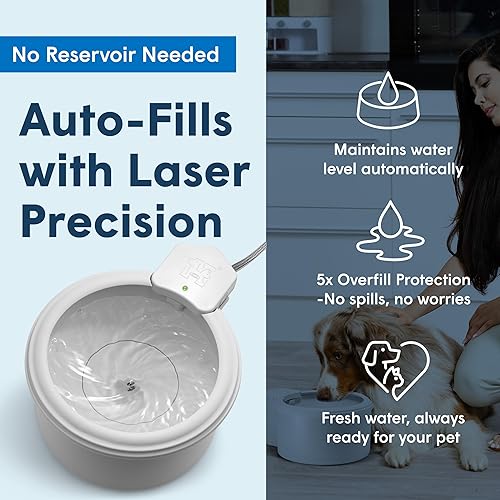 Miniatura 4 de Paquete de cuenco de agua para mascotas de 7 pulgadas y unidad de pared  Autorrecargable, agua filtrada limpia, fácil conexión al hogar, seguimiento