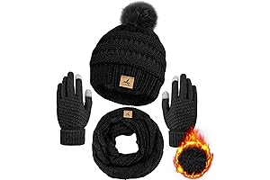 Womens Warm Winter Gloves and Hat Set
