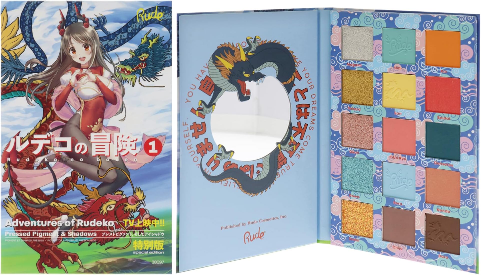 Manga Collection Pressed Pigments and Shadows Palette - Adventures of Rudeko by Rude Cosmetics for Women - 0.77 oz Eye Shadow