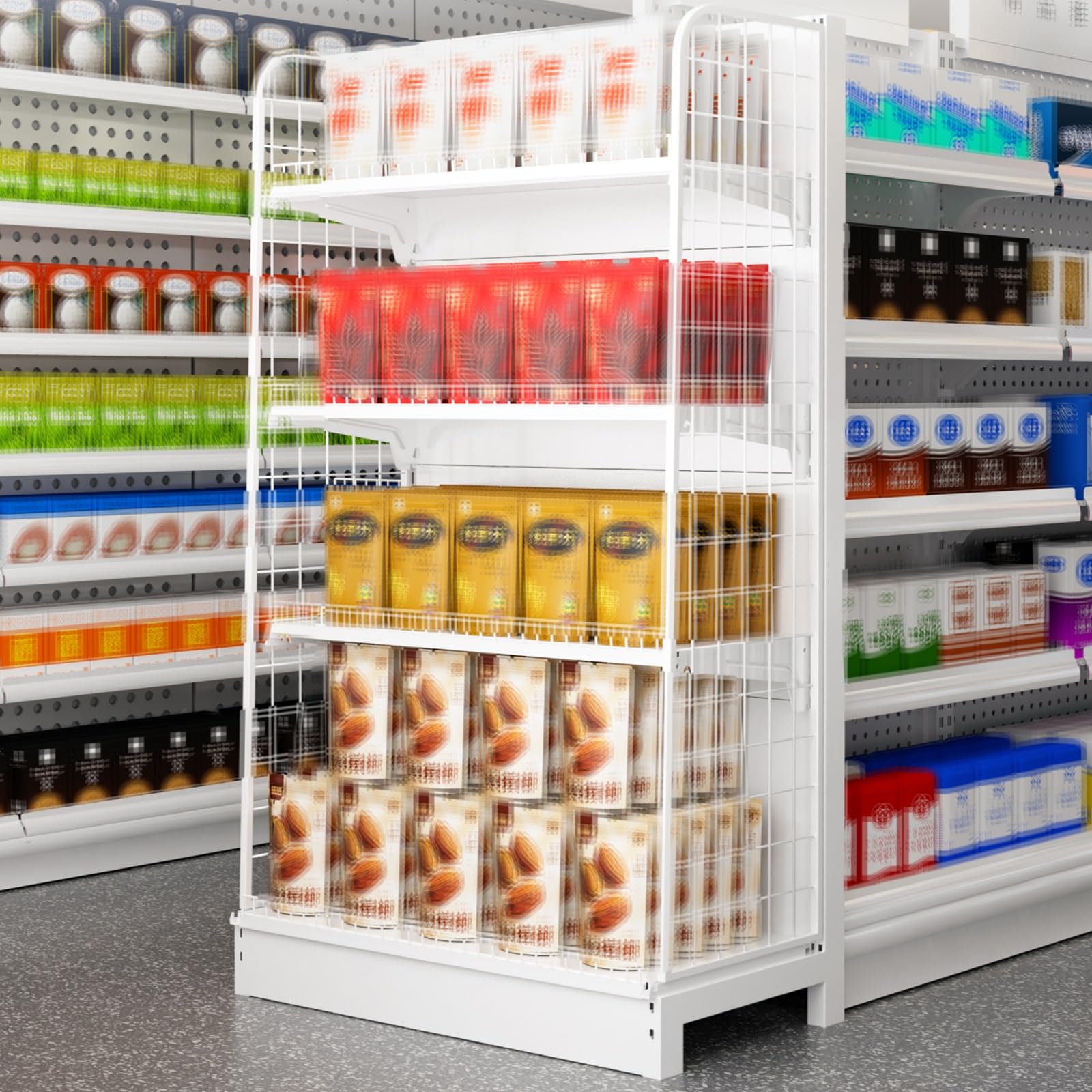 Regał Magazynowy Stal Walcowana na Zimno Regały do ​​supermarketów Regulowana Wysokość Półki Wysoka Nośność Oszczędność Miejsca Regały do ​​sklepów Detalicznych do Sklepów, Supermarketów(Black)