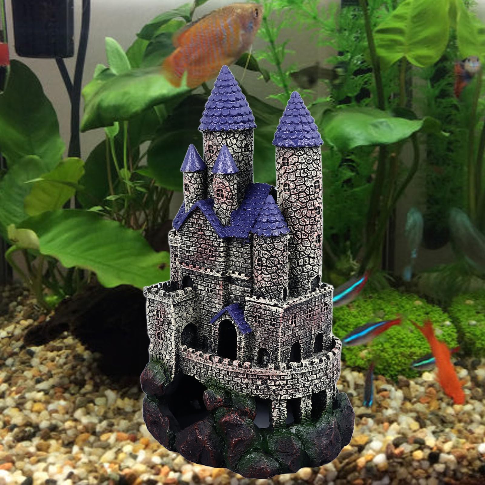 Decorazione per acquario con serratura in resina, decorazione per acquari di acqua dolce, decorazione sicura e durevole