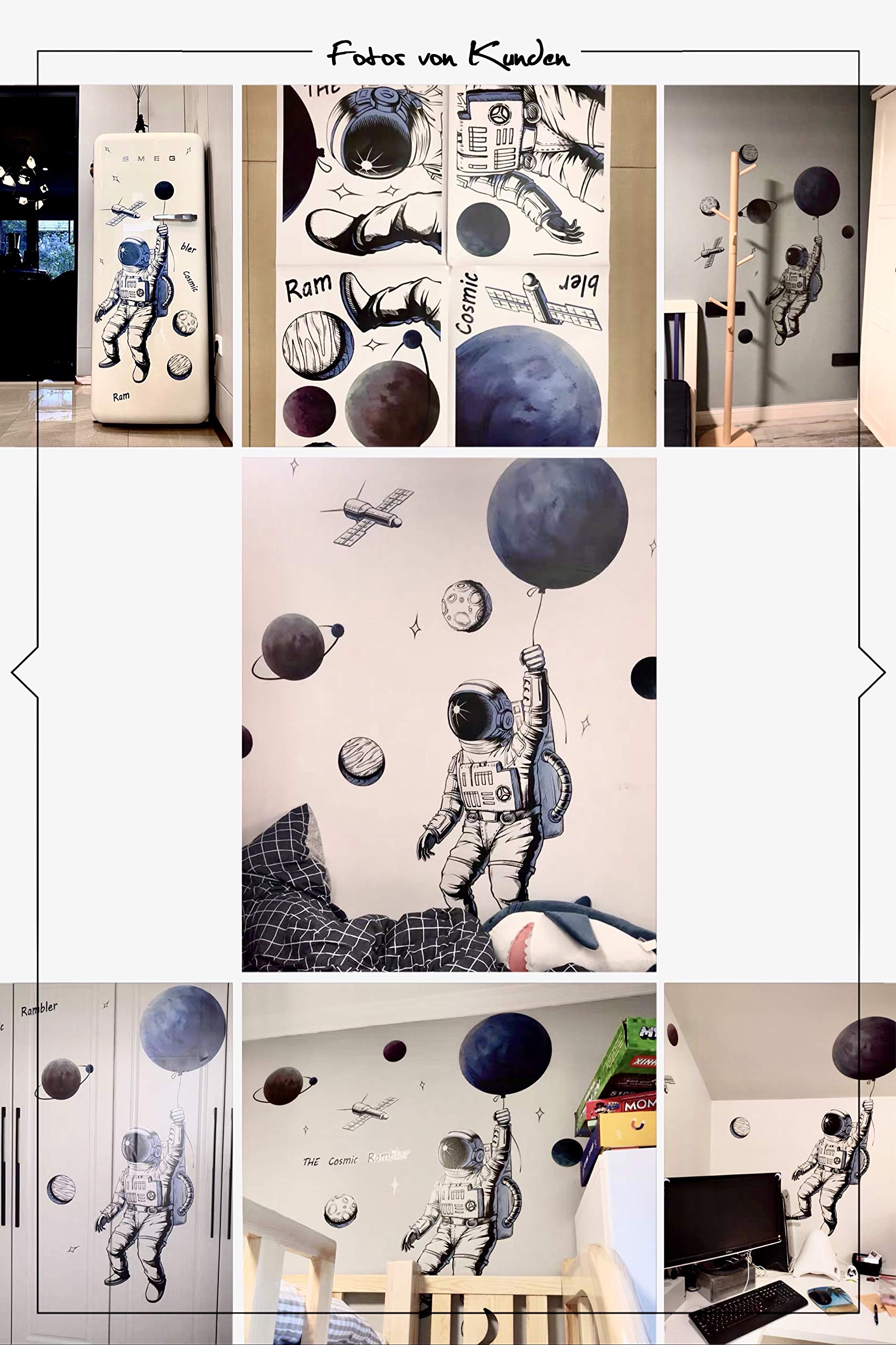 WandSticker4U®- XXL Pegatinas pared ASTRONAUTA (84x125 cm) I vinilo adhesivo pared juveniles planetas espacio sistema solar nave espacial I decoración habitación infantil niño grandes COOL
