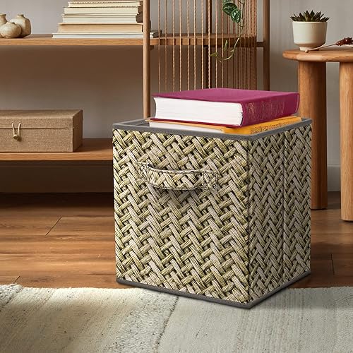 Miniatura 7 de Sorbus Contenedores plegables de almacenamiento  Cubos de almacenamiento de tela plegables resistentes de 11 pulgadas con asa  4 cestas para