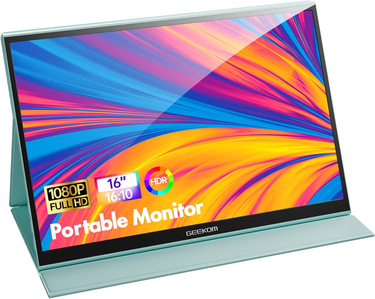 GEEKOM 16 Inch Portable Monitor, 2 USBC Laptop Extender