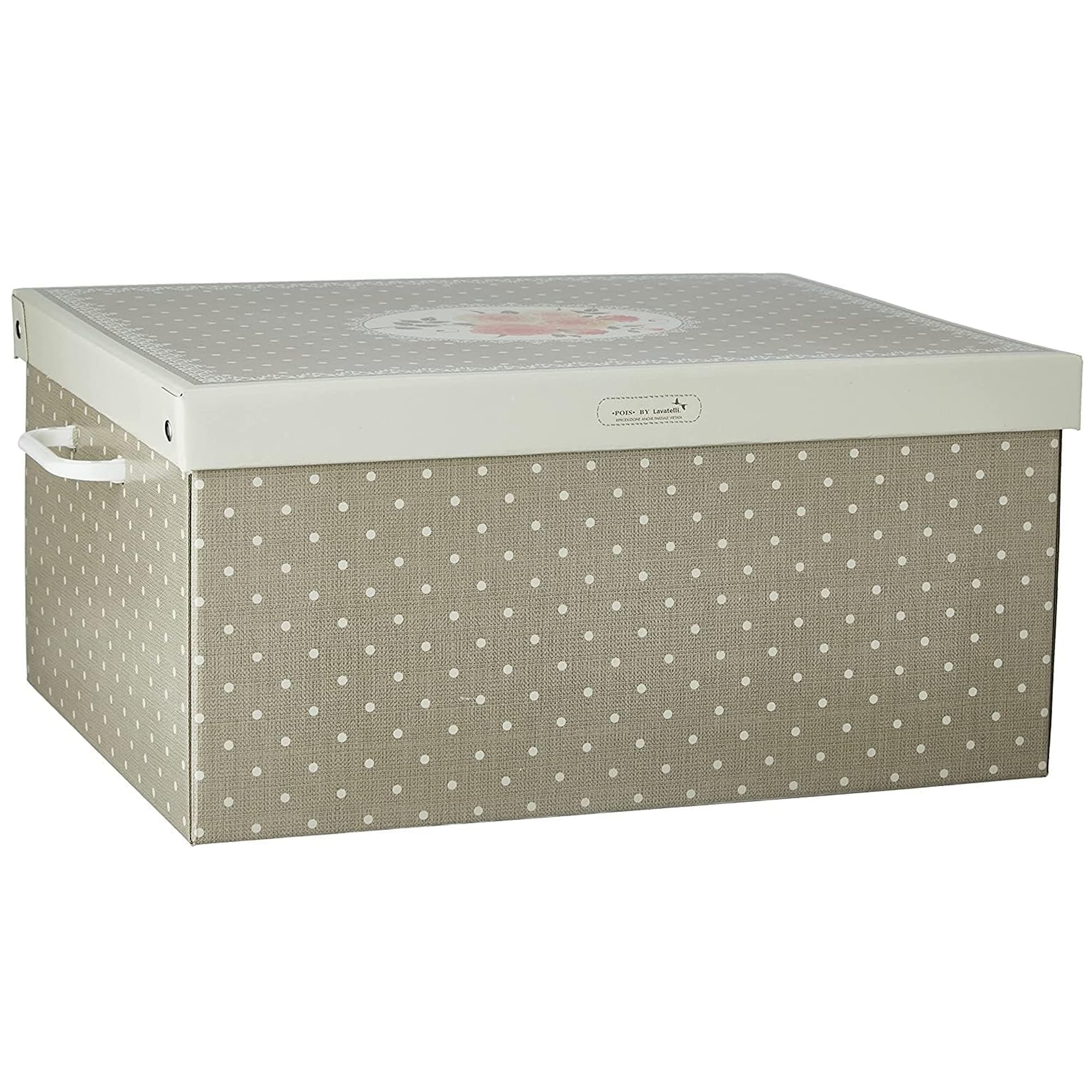 Set aus 6 Aufbewahrungsboxen mit Deckel – Große Kleiderboxen aus Karton 39x50x24 cm – Robust, leicht zu montieren, mit Tragegriffen – Perfekt für Kleiderschrank & Saisonwechsel Punkte