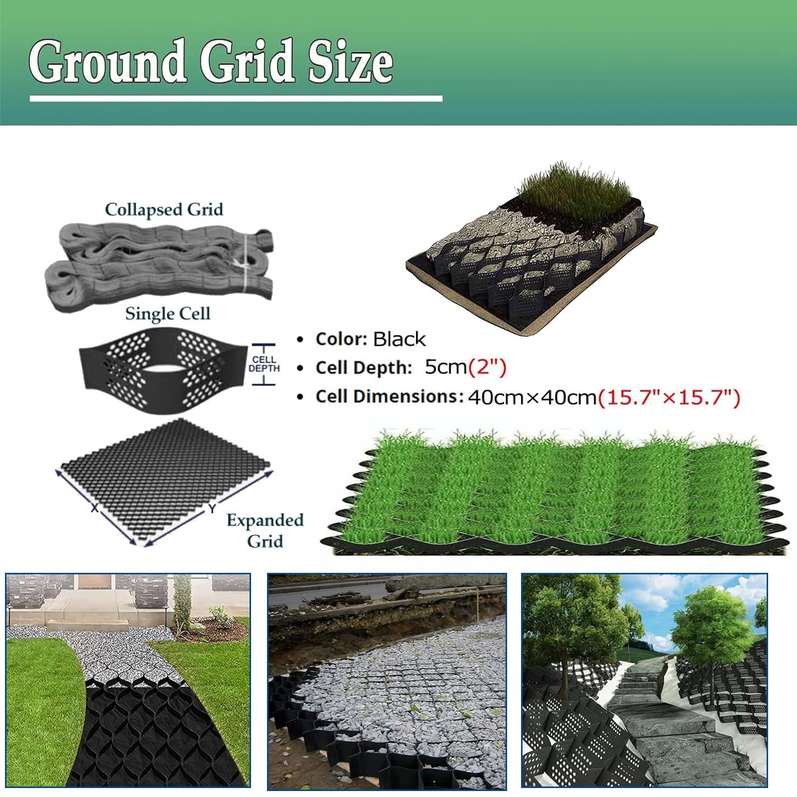 2 110 M Tragkraft 816,5 kg/sq ft ideale per Garten Hinterhof und Schrägeng und vielseitig.