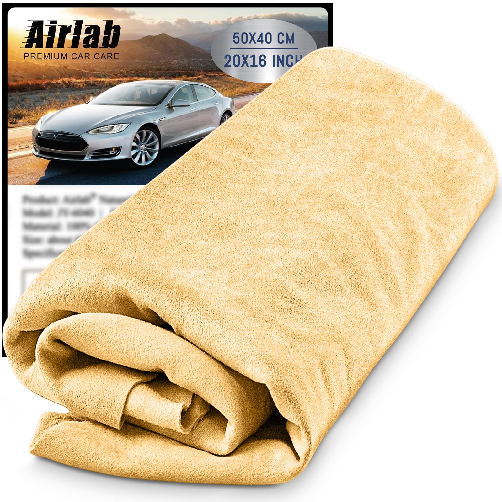 Airlab Fensterleder Auto Ledertuch, Autoleder Fensterleder aus echtem Leder, Trockentuch für Auto Motorrad Fenster