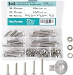 M5 x 10mm 20mm 30mm 40mm, Flat Head Hex Socket Cap Screws Bolts, Countersunk Bolts and Nuts, Stainless Steel 304, Bright Finish, Metric Allen Drive, Fully Thread, Assortment Kit 80PCS