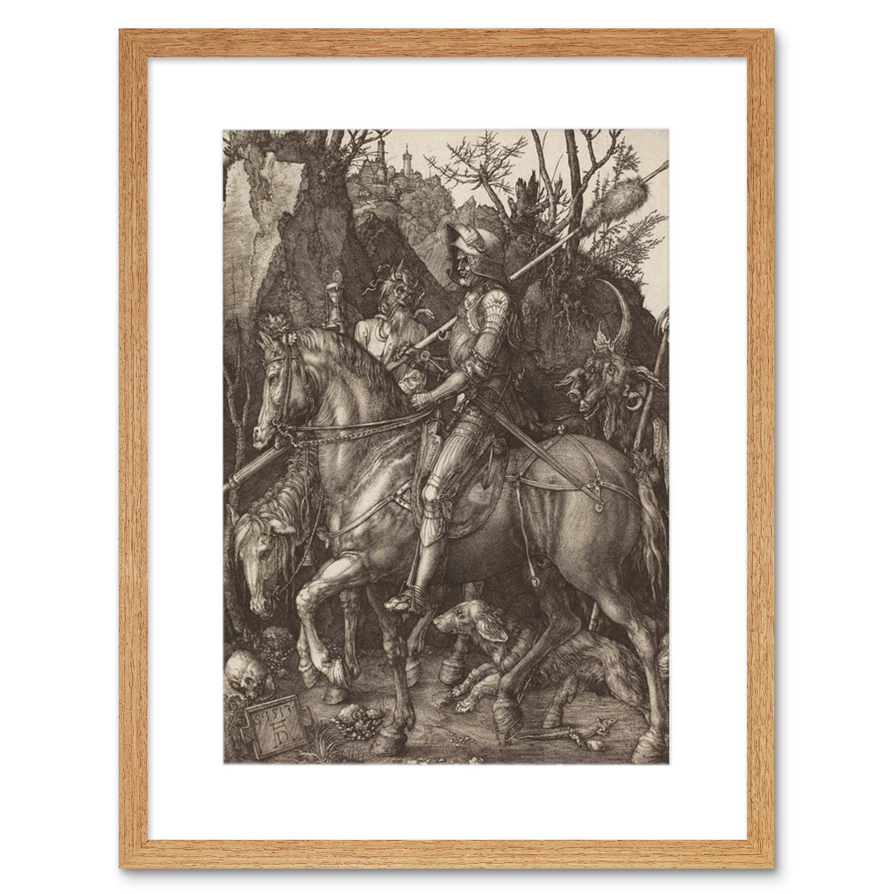 Wee Blue Coo Albrecht Durer Knight Death Devil Old Master Framed Wall Art Print