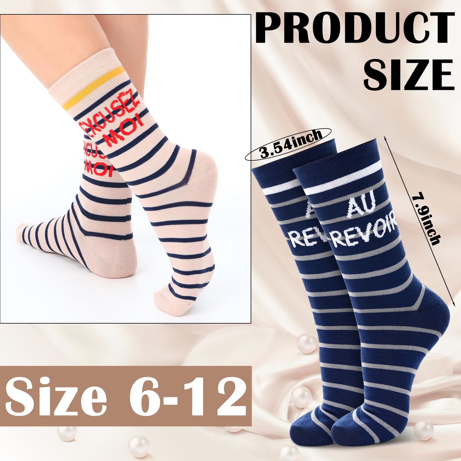 Glitopper 12 Pairs French Socks for Women Men Novelty French Language Sock Paris Gift for Traveler France Lover US Size 6-12