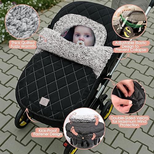 Miniatura 5 de ACRABROS Funda de asiento de automóvil para bebé toldo de invierno para niño y niña, recién nacido, con cremallera, ventana mirada, cálida,