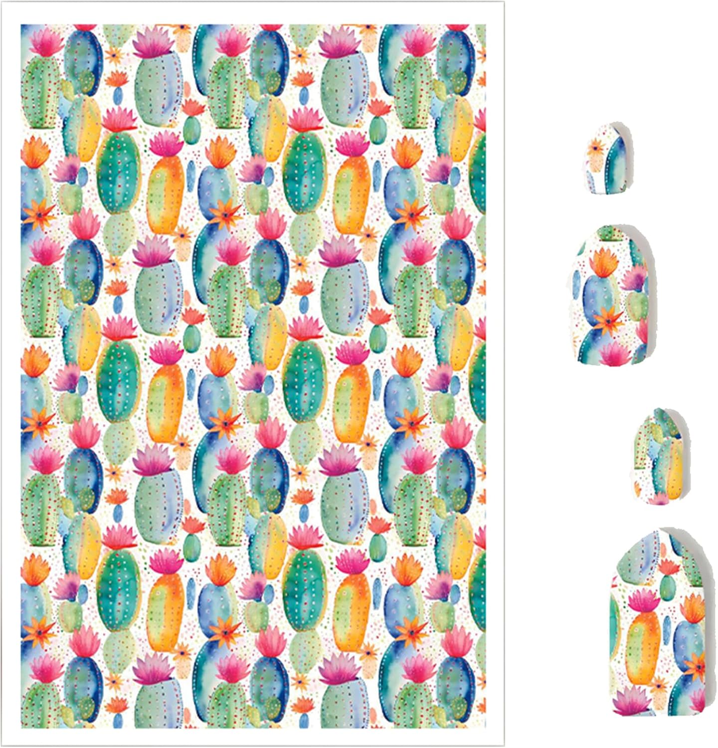 Briartw 10 Sheets Polymer Clay Transfer Paper - Watercolor Cactus Garden Pattern- Per Sheet 5.82 x 3.93 inch - Water-Soluble Transfer Sheets Disposable Stickers for DIY Clay Jewelry Earrings Making