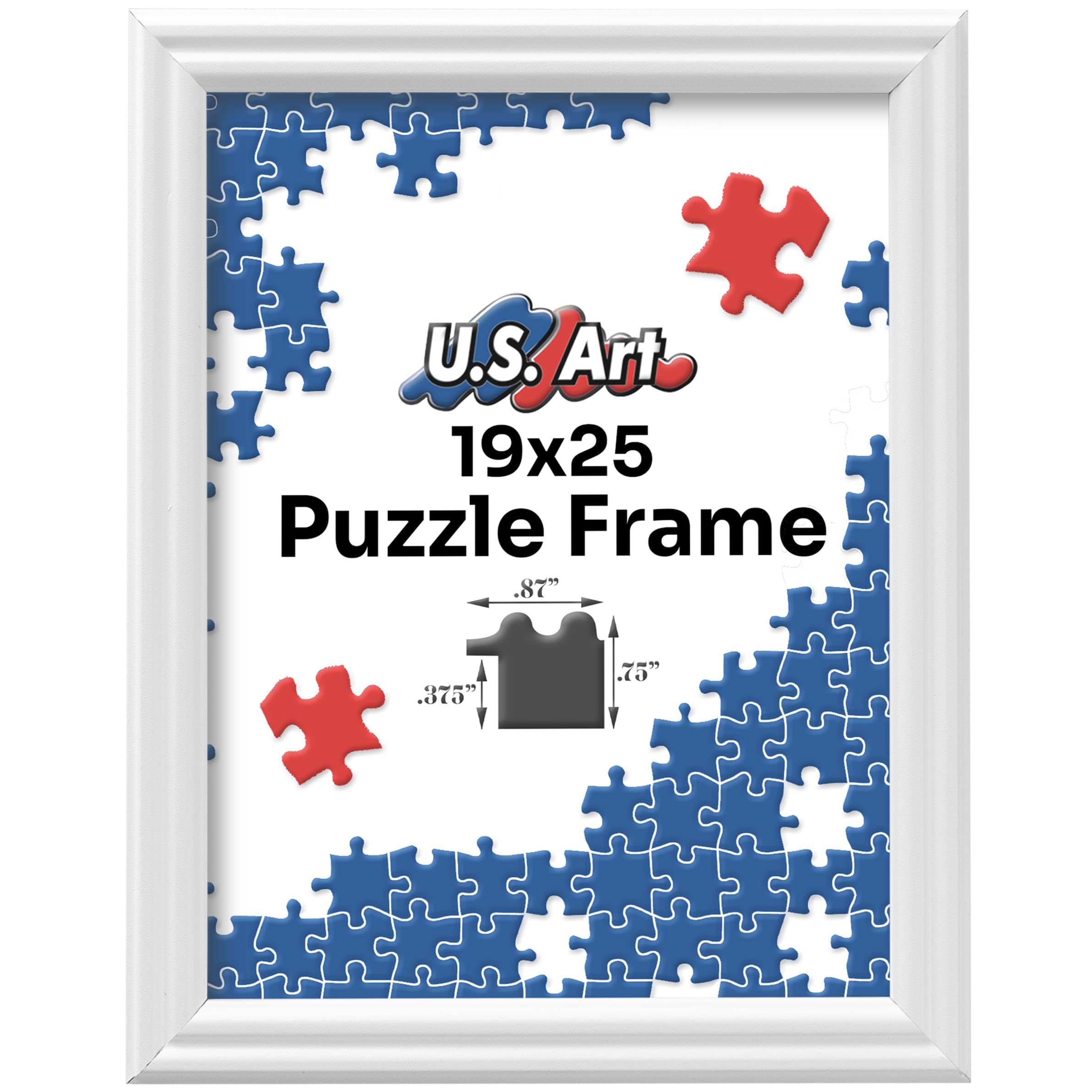 19x25 White Puzzle Frame.75" Inch Wide - Handmade Solid Wood Picture Frames