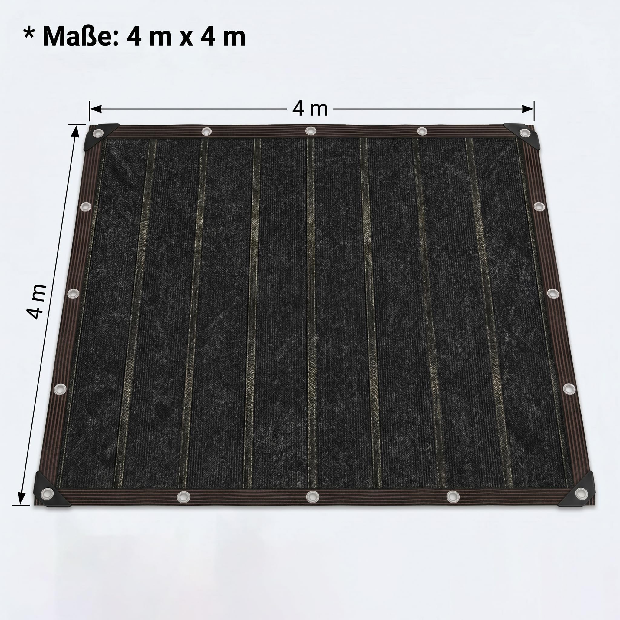 Schattierungsnetz 4x4m/3x4m Schwarz mit Ösen – 85g/m² Großflächiger Sonnenschutz & Sichtschutz – Verstärktes Netz mit Anti-Durchhang-Rippen für Pergola, Garten, Carport & Gewächshaus