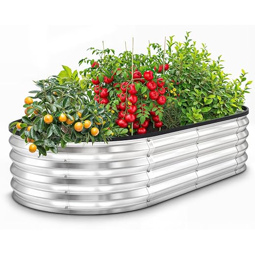 Utopia Home Galvanized Raised Garden Bed Kit 4x2x1ft, Planter Box Raised Garden Beds Outdoor, Easy Assembly Metal Raised Bed for Gardening Vegetables, Fruits, Flowers - Pack of 01 - Silver