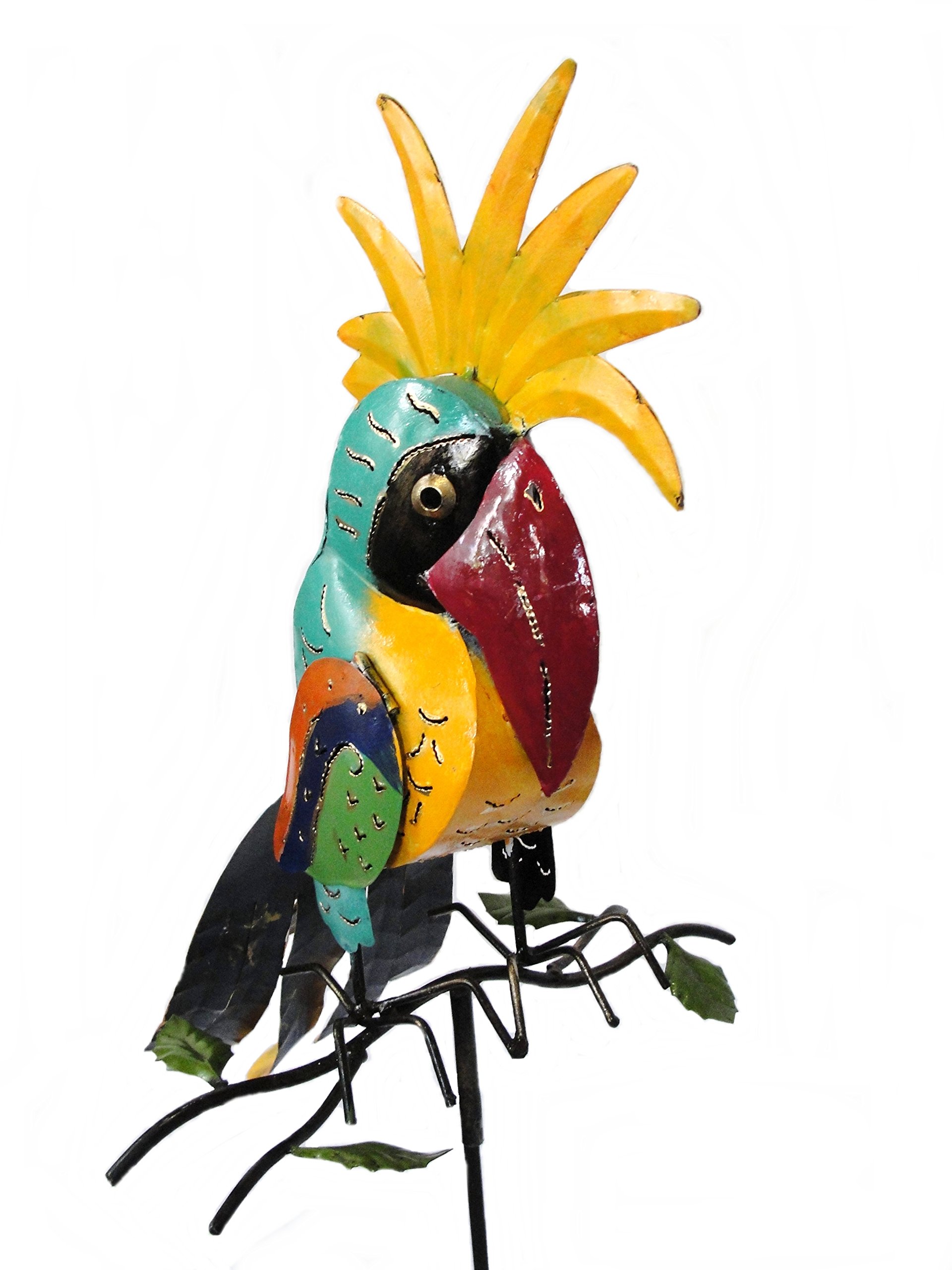 Unbekannt Gartenfigur Kakadu mit Ständer Gartendeko Metall 1,35 m