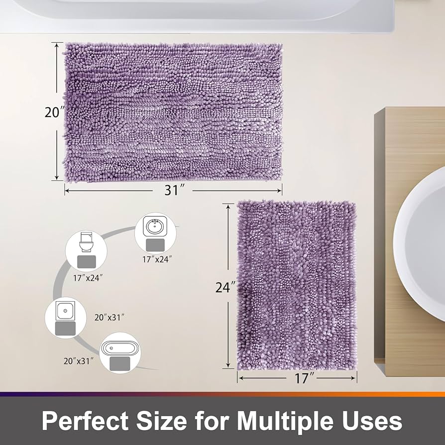 Amazon.com: Civkor Bathroom Rugs Set 2 Pieces Light Purple