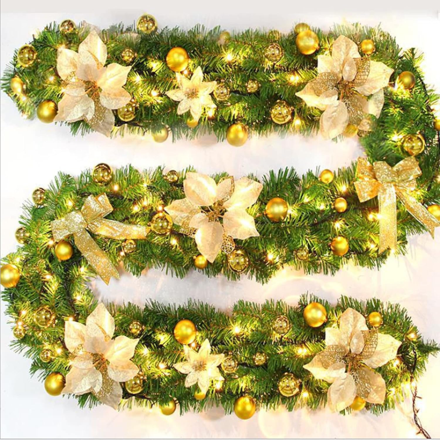 9FT Prelit Christmas Garland with Lights, Artificial Christmas Garland Christmas