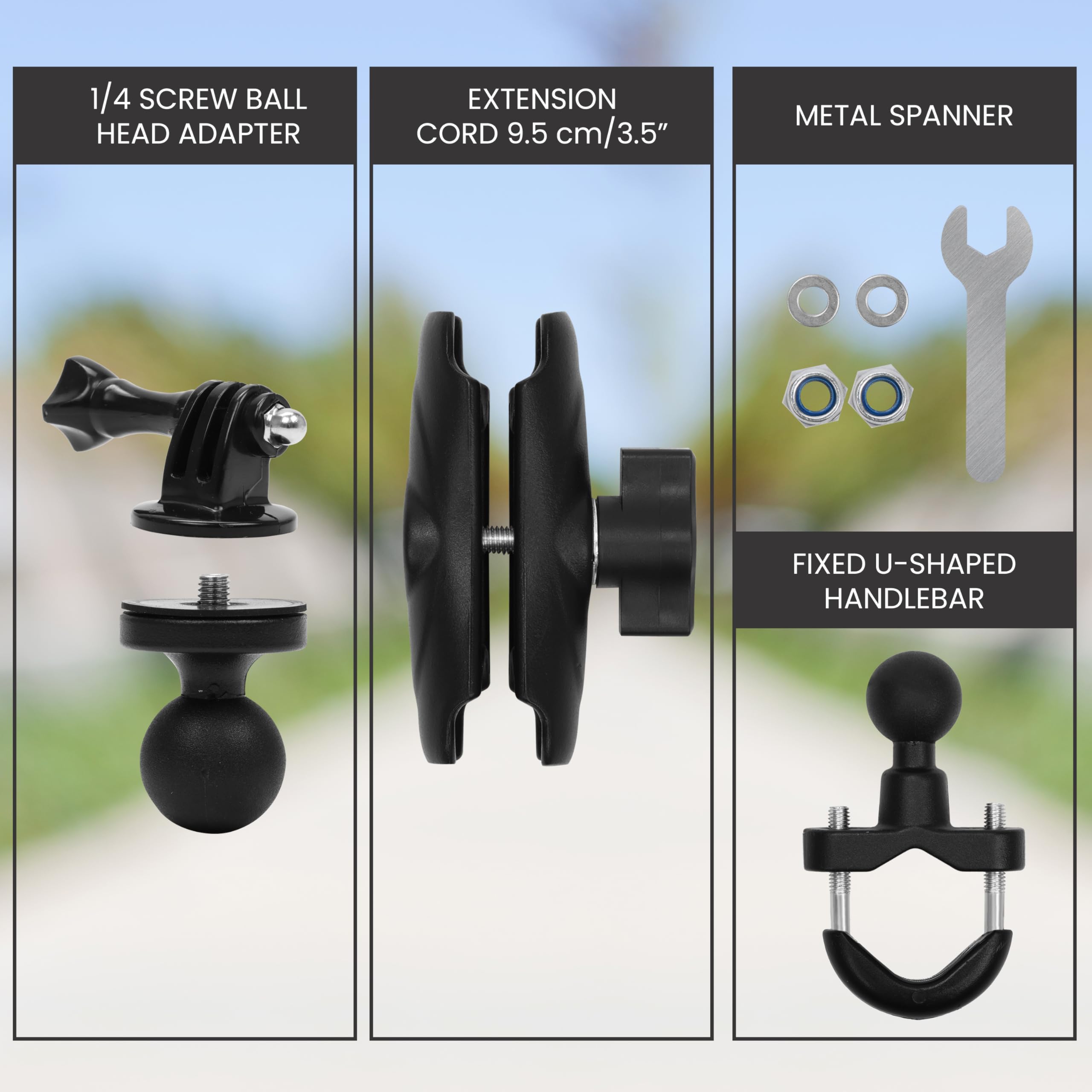 QIEI-SHOP Support de Guidon de Vélo pour Caéra d'action Rotation 360