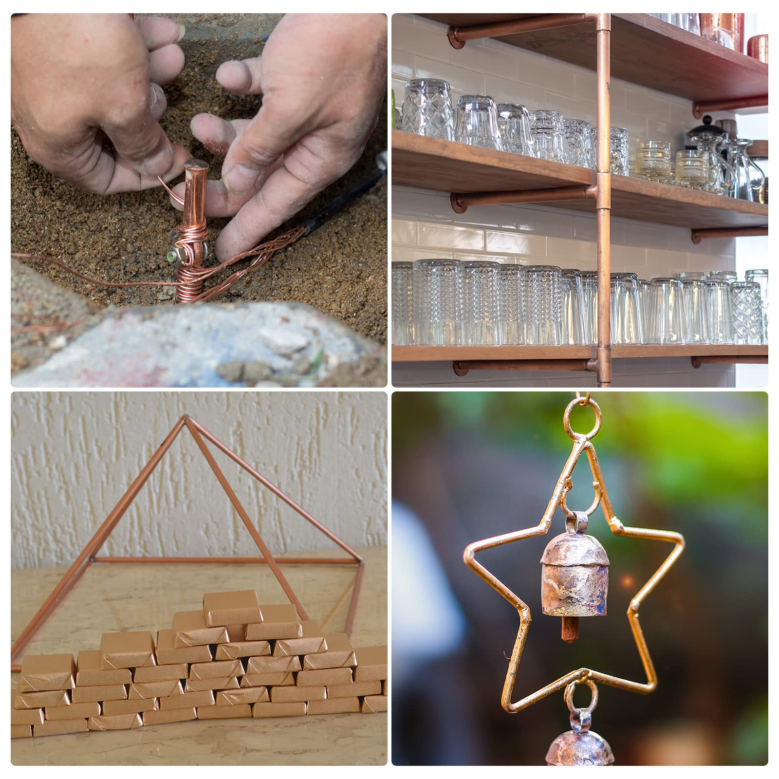 sourcing map Lot de 4 barres rondes en cuivre massif de 2 mm de diamètre 150 mm de long pour loisirs créatifs CNC