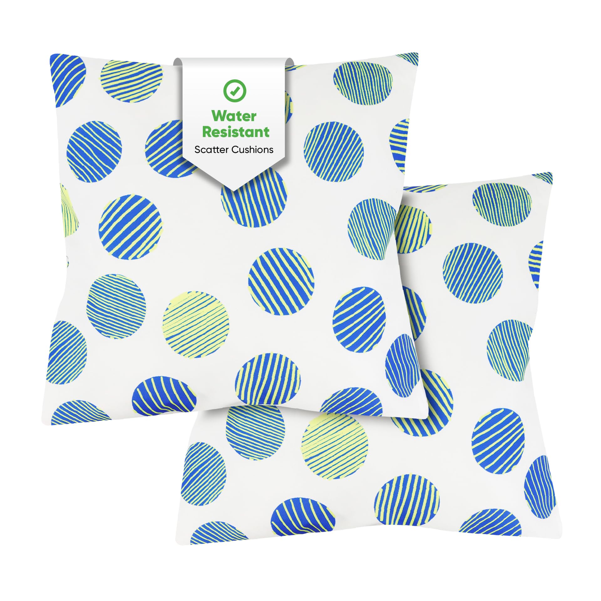 Gardenwize Polka Dot Pack Of 2 Outdoor Scatter Cushions – Design Garden Furniture Cushions, Weather Resistant Decorative Pillows, Includes 2 Covers & 2 Cushion Inserts