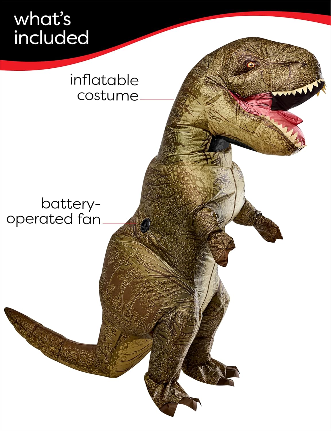 Rubies Jurassic World: T-Rex Inflatable Costume for Teens, Unisex One Size