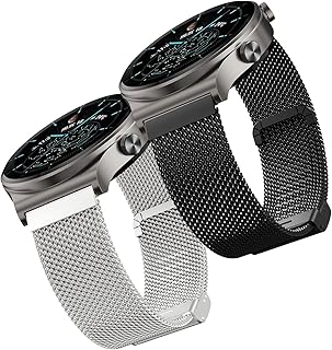 سوار معدني بديل من الستانلس ستيل متوافق مع ساعة هواوي ووتش جي تي 2 برو 46 ملم-جي 3 ملم-ساعة 3-3 يابزوز لون فضي-اسود للكبار الجنسين عدد 1