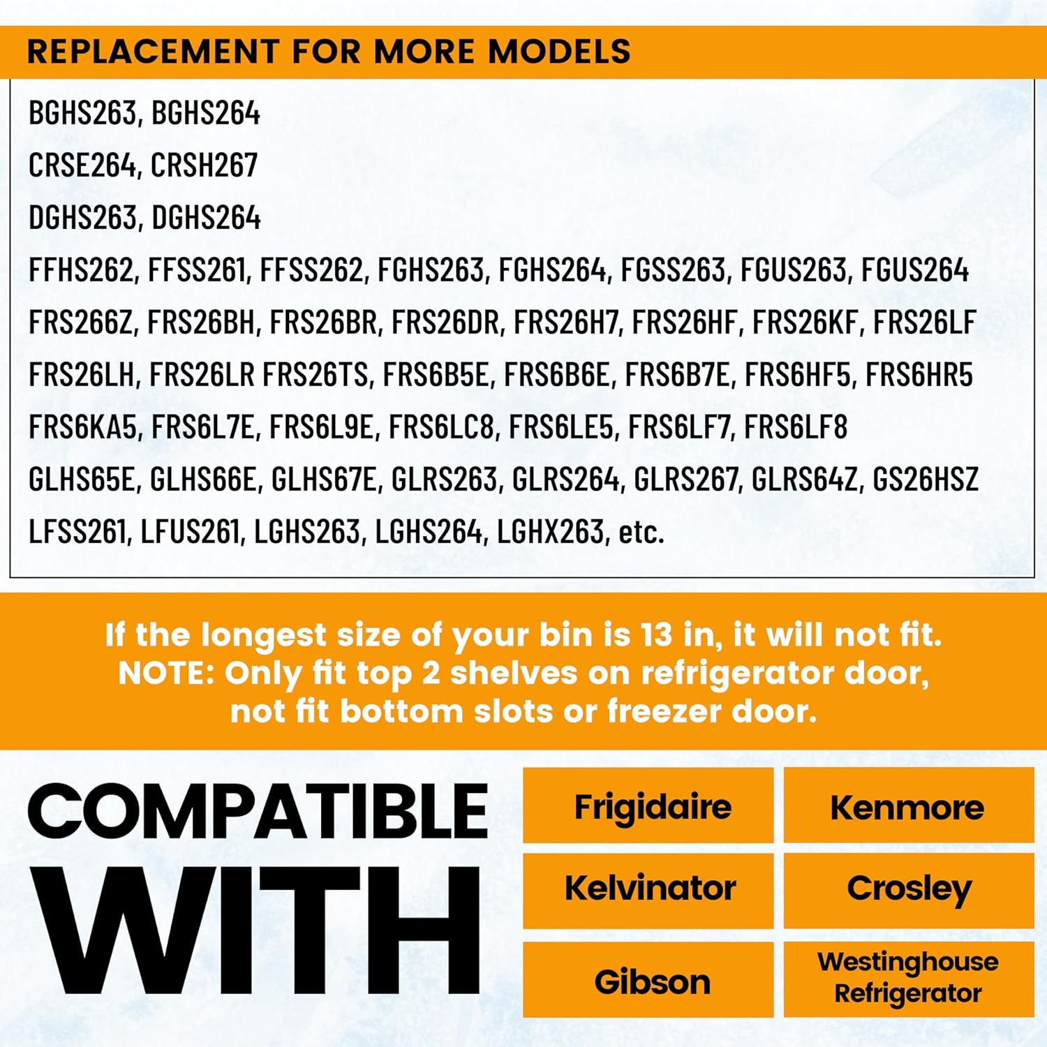Kojem 240356402 Refrigerator Door Bin Shelf Compatible with Frigidaire Kenmore Refrigerator FGUS2642LF2 FGHS2631PF4A LFSS2612TF0 LFSS2612TE0 AP2549958 240430305 Replacement - 1Pc Clear