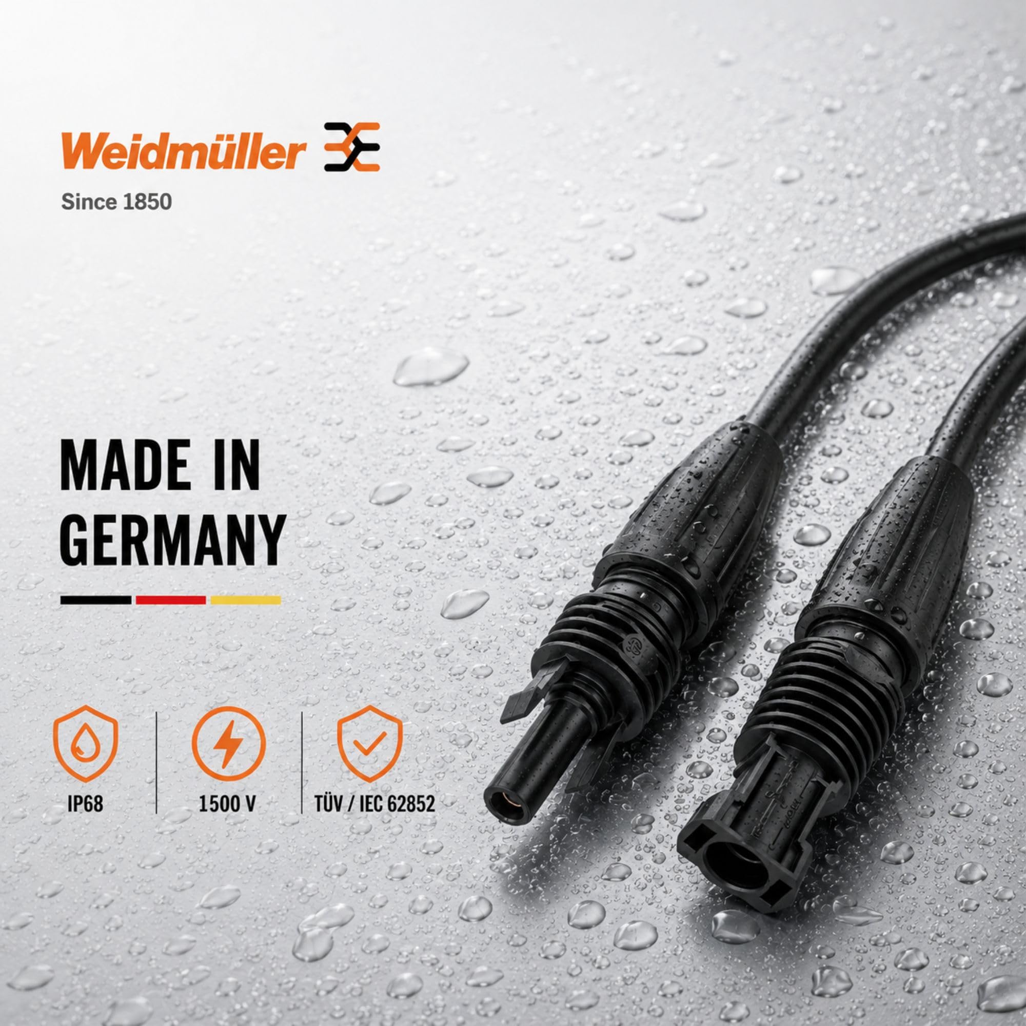Weidmüller Set di 5 Connettori Fotovoltaici Snap In per Cavi 4-6 mm² | Spina solare per 1.500 V DC, montaggio senza attrezzi né crimpatura, conforme IEC 62852, ideale per impianti solari