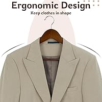 Vista 5 de ELONG HOME Perchas de madera, paquete de 20 perchas con acabado extra suave, muescas cortadas con precisión y gancho giratorio cromado, perchas