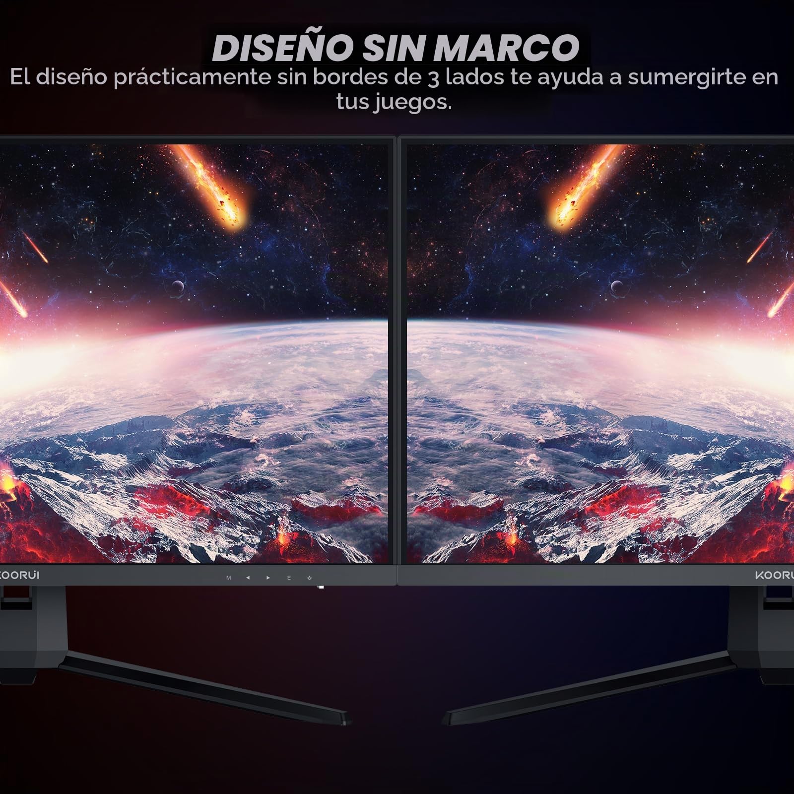 KOORUI 27E1QA Gaming Monitor 27 Pulgadas, QHD 2560 x 1440 PC Pantalla Adaptive-Sync, VA, 1ms, HDMI 2.0，DP 1.2 Audio out,VESA 75 * 75mm, Eye Care，inclinación Ajustable