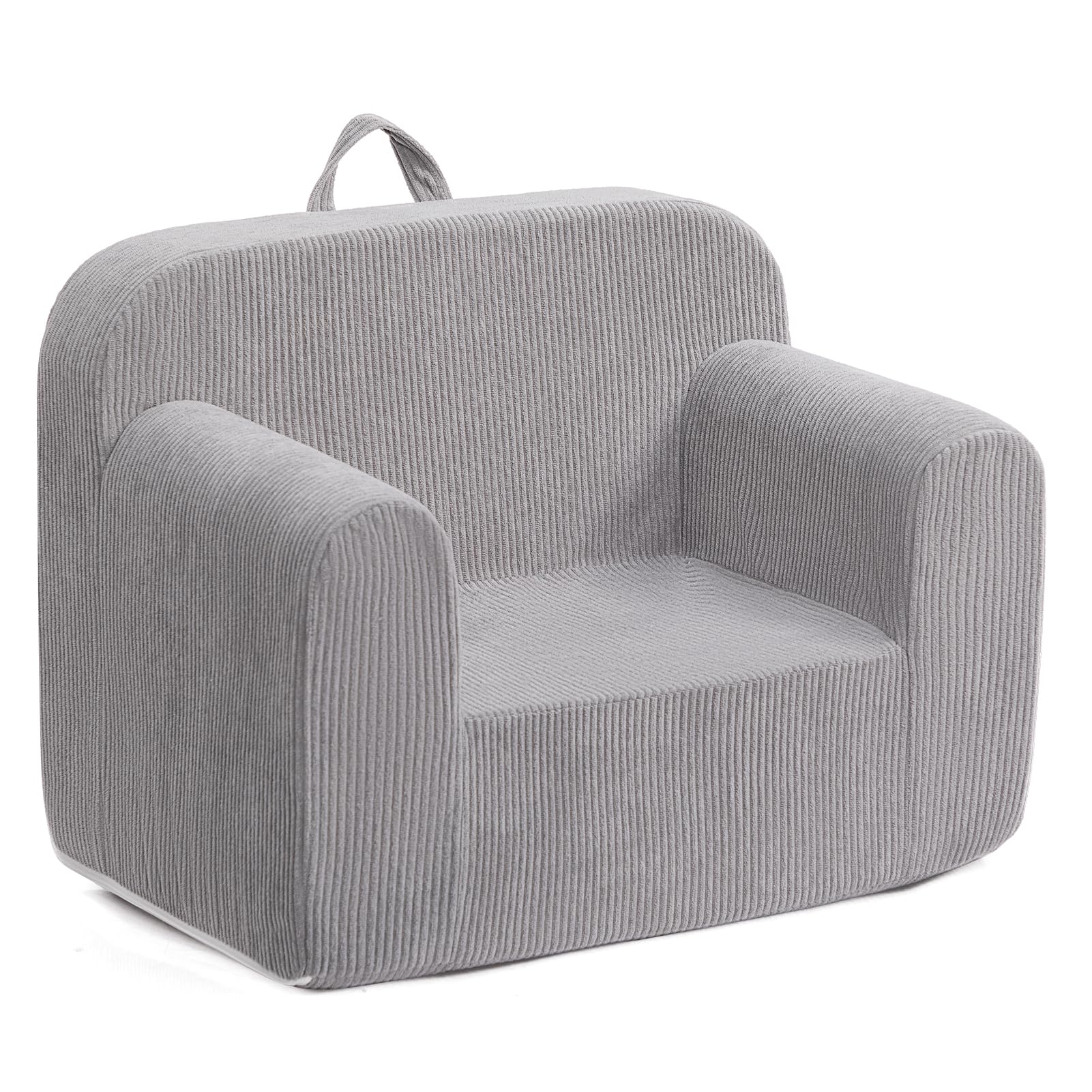BEJOY Toddler Chair Ultra-Soft Snuggle Foam Filled Sofa, Single Corduroy Reading Couch for Boys and Girls, Grey