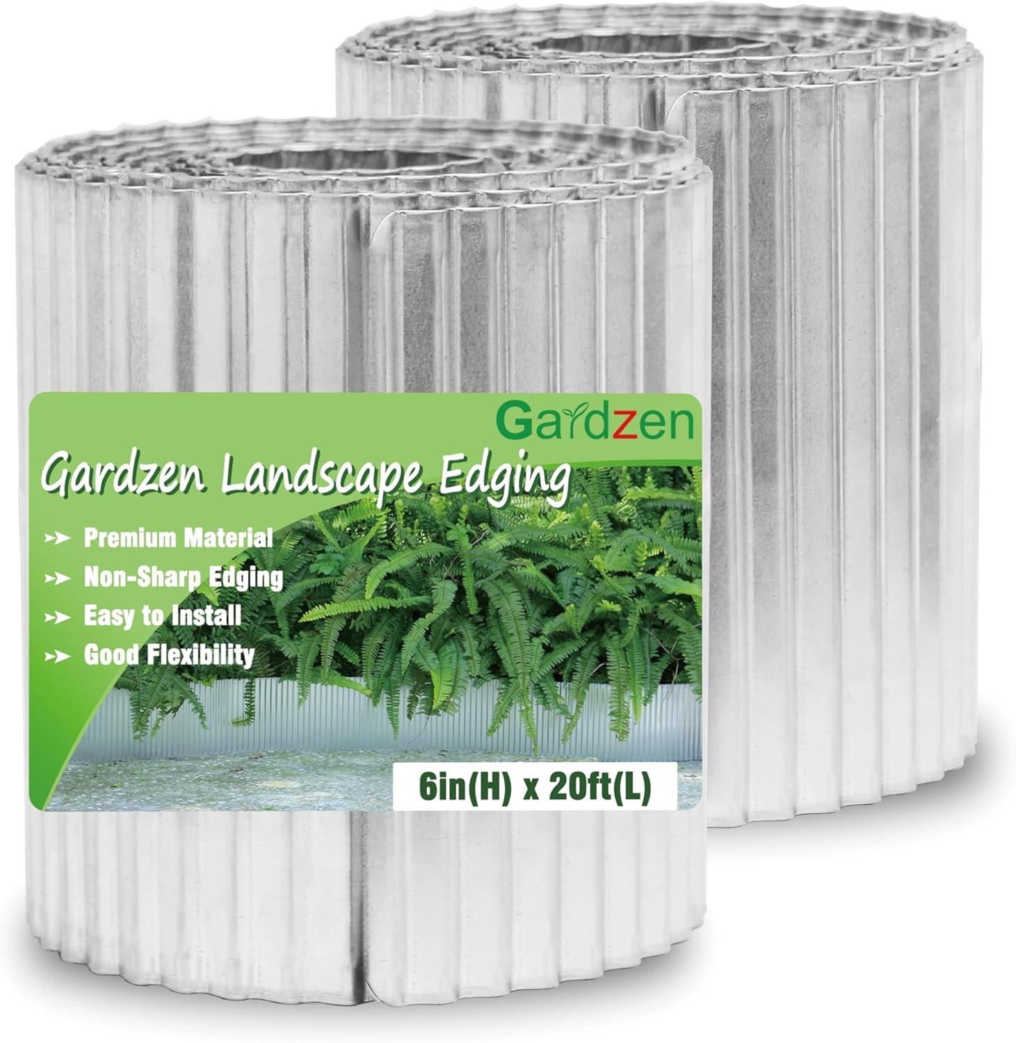 Gardzen Garden Landscape Edging Border, Corrugated Metal Garden Edging, Lawn Edging Border for DIY Flower Bed (Slive, 6In x 40Ft)