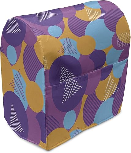 Ambesonne Synthwave Stand Mixer Cover, Continuous Pattern of Futurism Themed Colorful Shapes Round and Triangles, Kitchen Appliance Organizer Bag