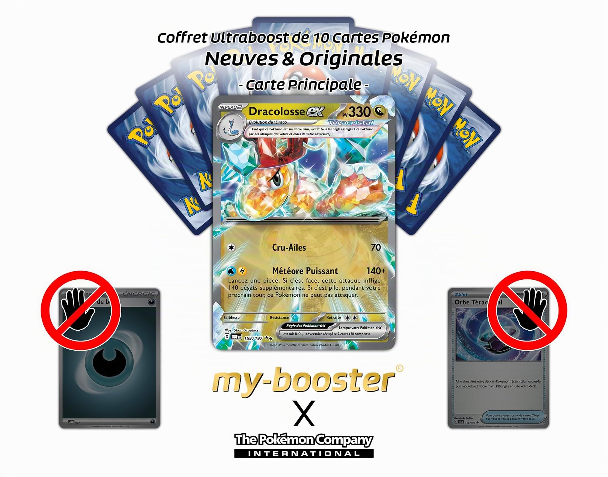 Dracolosse Ex 159/197 Téracristal – Coffret De 10 Cartes Pokémon – Ultraboost X – Flammes Obsidiennes